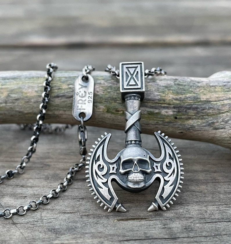 Viking Çift Başlı Savaş Baltası Kolye