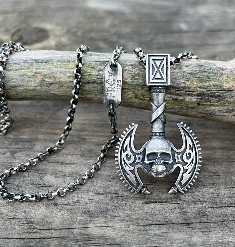 Viking Çift Başlı Savaş Baltası Kolye