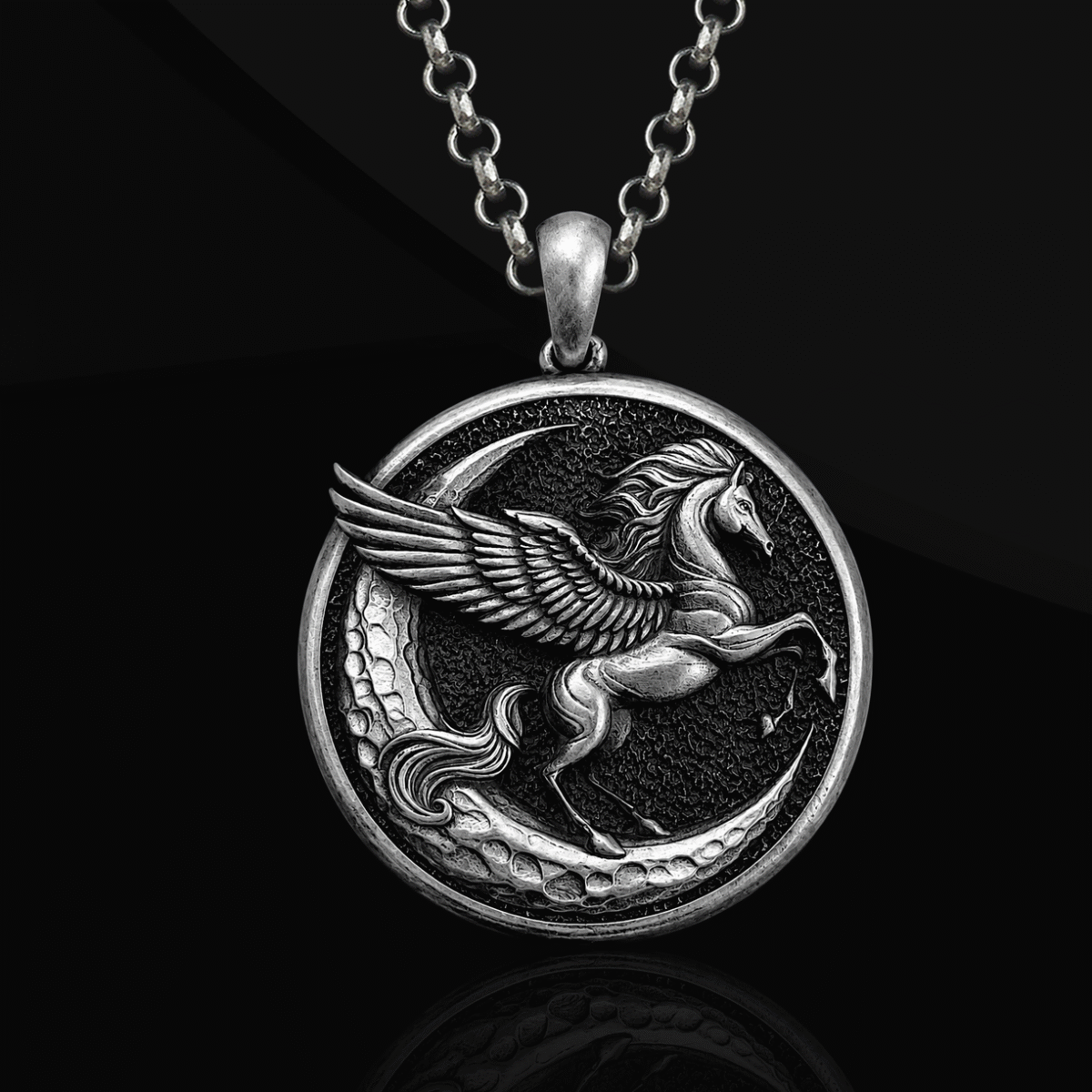 Pegasus Gümüş Madalyon Kolye
